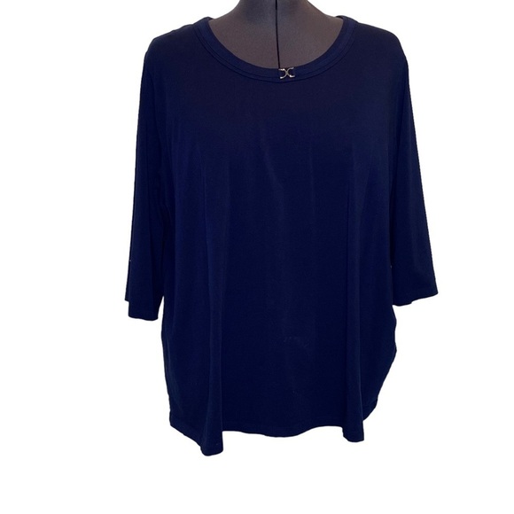 Catherines women's plus size 3X Suprema Collection Blue 3/4 sleeve pullon top - Picture 2 of 6